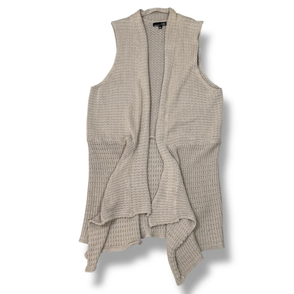 RXB Boho Open‎ Waterfall Long Cardigan Sweater Vest Tan Large Cotton